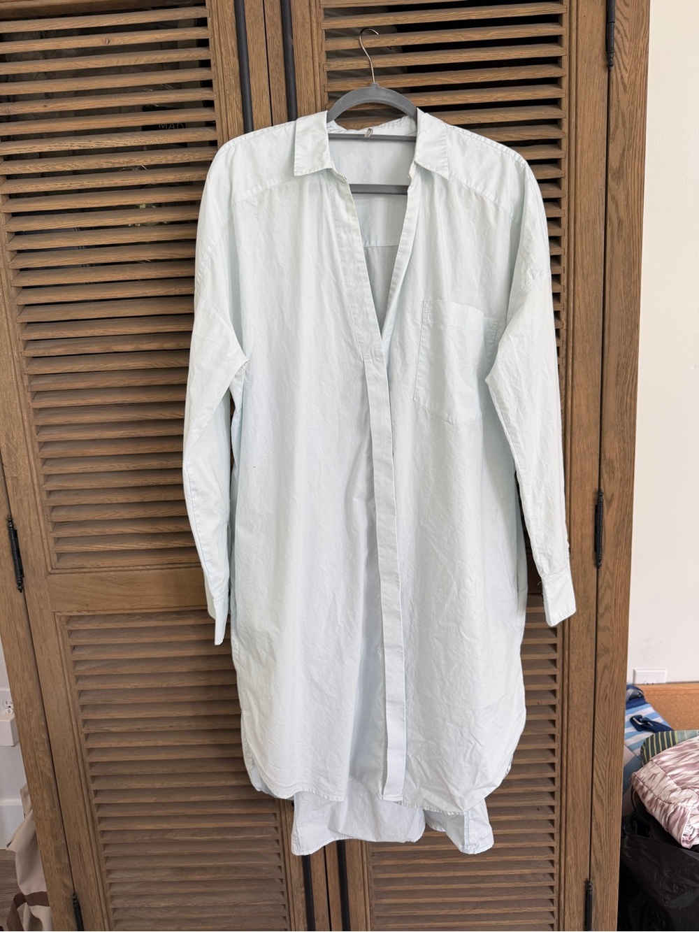 Free People Pale Blue Lightweight Long Shirt Jacket/ Dress with pockets